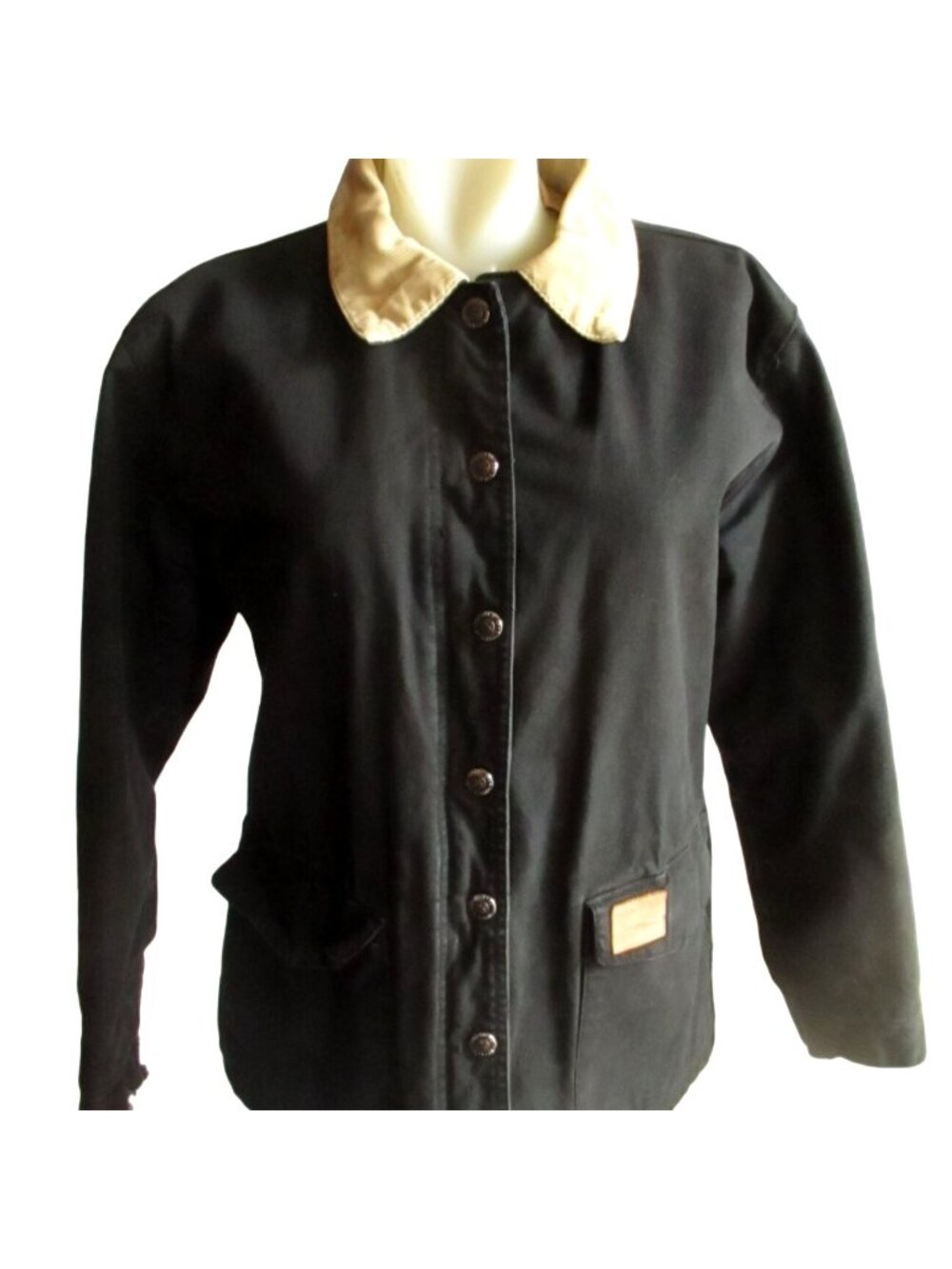 Rancher Jacket Vintage Womens Powder River Outfitters Black Canvas Embroidered